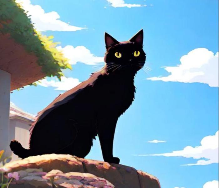Hình ảnh mèo đen anime ngầu