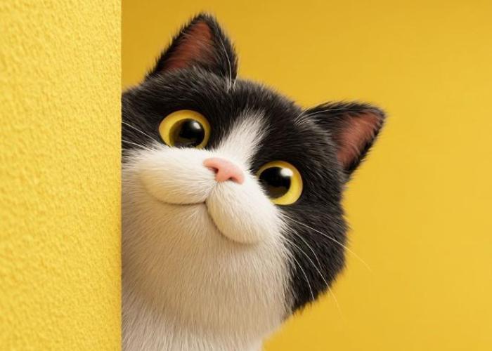 Hình ảnh mèo đen trắng chibi