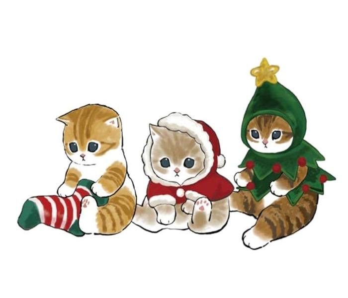 Hình ảnh mèo chibi Noel giáng sinh dễ thương xỉu