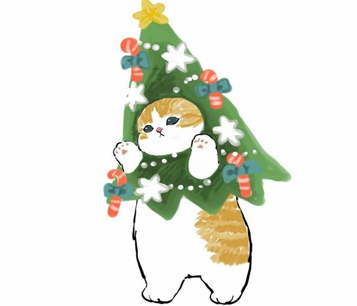 Hình ảnh mèo chibi Noel giáng sinh dễ thương xỉu