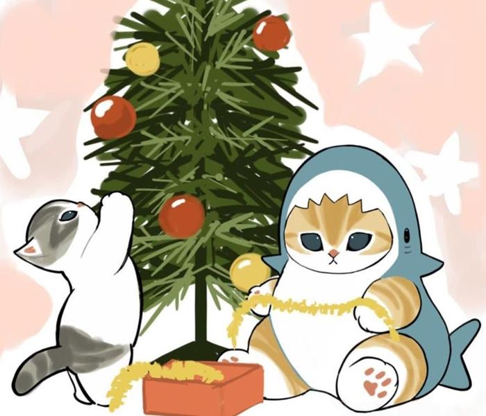 Hình ảnh mèo chibi Noel giáng sinh dễ thương xỉu