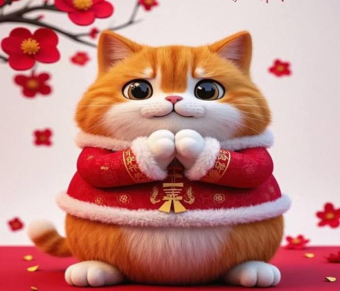 Hình ảnh con mèo Tết cute anime, chibi cute dễ thương
