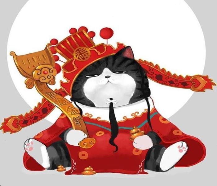 Hình ảnh con mèo Tết cute anime, chibi cute dễ thương