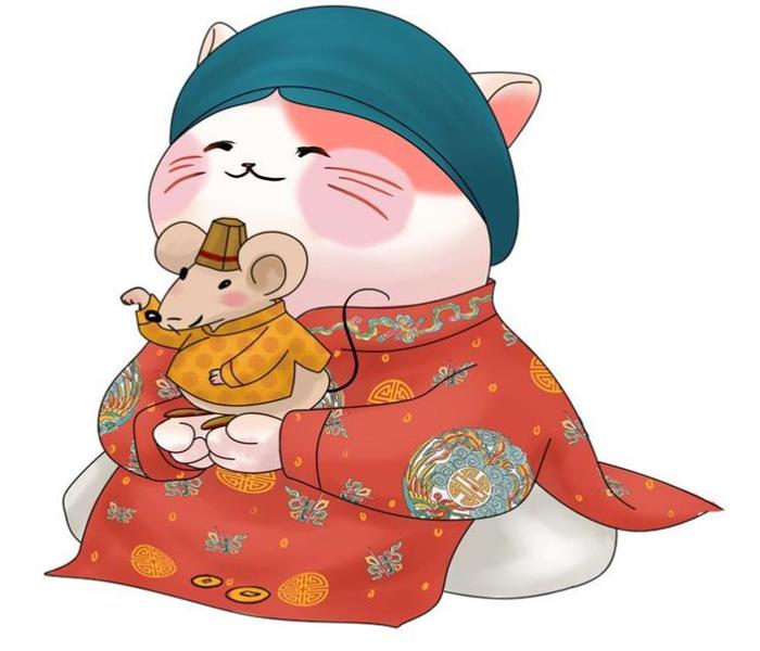 Hình ảnh con mèo Tết cute anime, chibi cute dễ thương