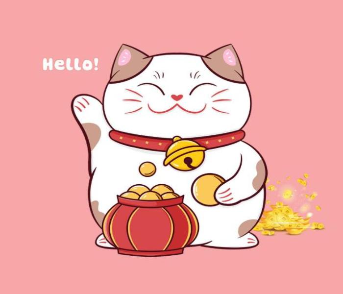 Hình ảnh mèo thần tài may mắn cute dễ thương