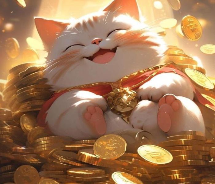 Hình ảnh mèo thần tài may mắn cute dễ thương