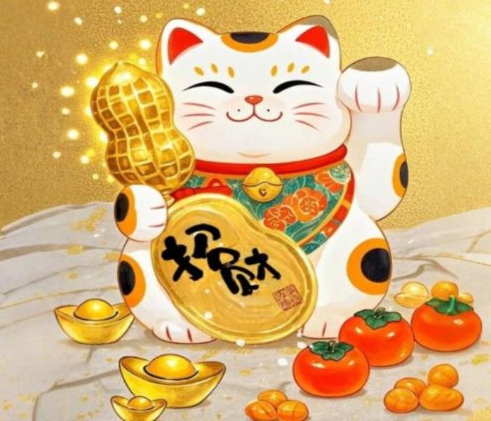 Hình ảnh mèo thần tài may mắn cute dễ thương