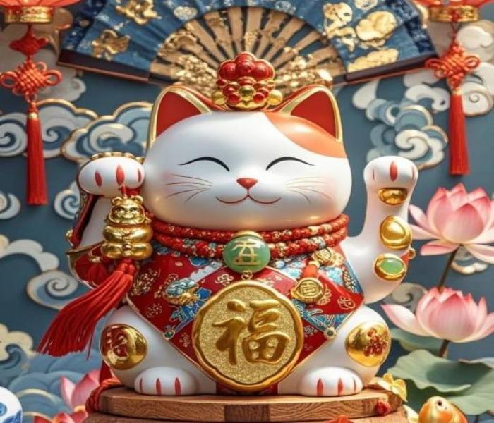 Hình ảnh mèo thần tài đẹp may mắn làm avatar