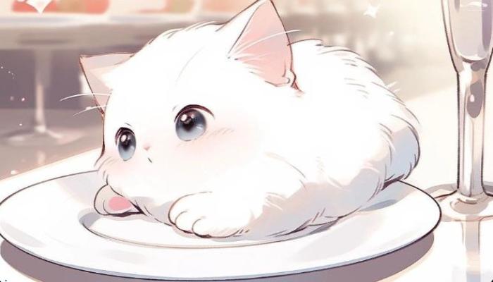 Hình ảnh mèo trắng chibi đáng yêu