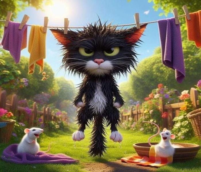 Hình ảnh mèo và chuột chibi, anime đáng yêu