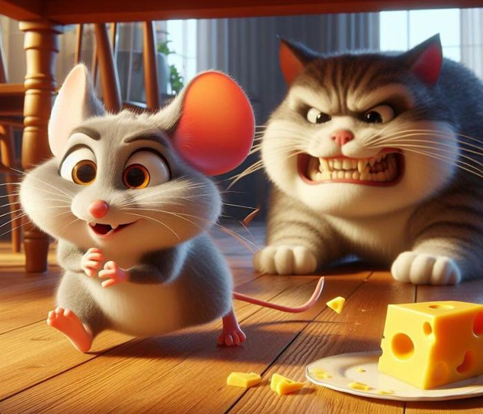 Hình ảnh mèo và chuột chibi, anime đáng yêu