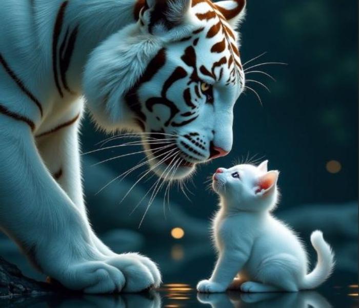 Hình ảnh mèo và hổ cực đẹp đáng yêu