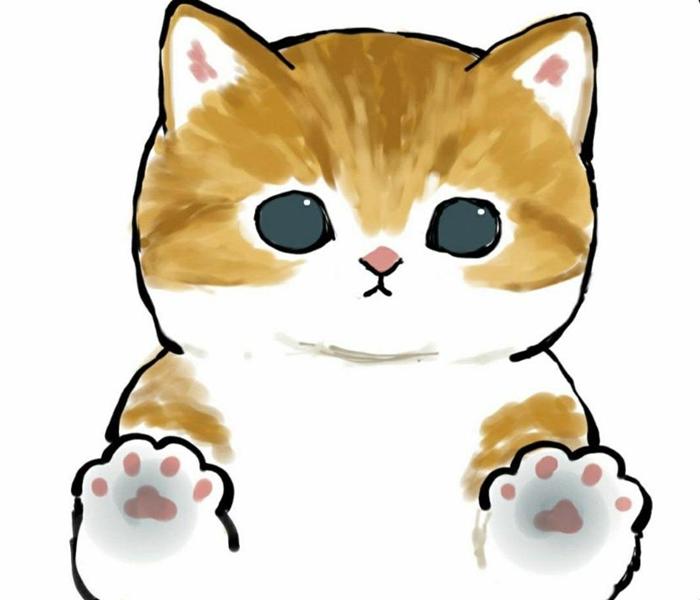 Hình vẽ mèo chibi đơn giản cute cho bé