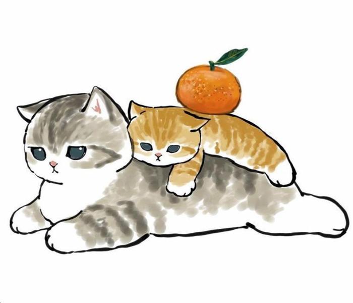 Hình vẽ mèo chibi đơn giản cute cho bé