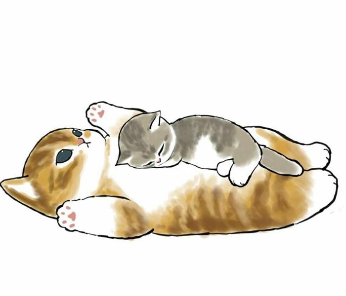 Hình vẽ mèo chibi đơn giản cute cho bé