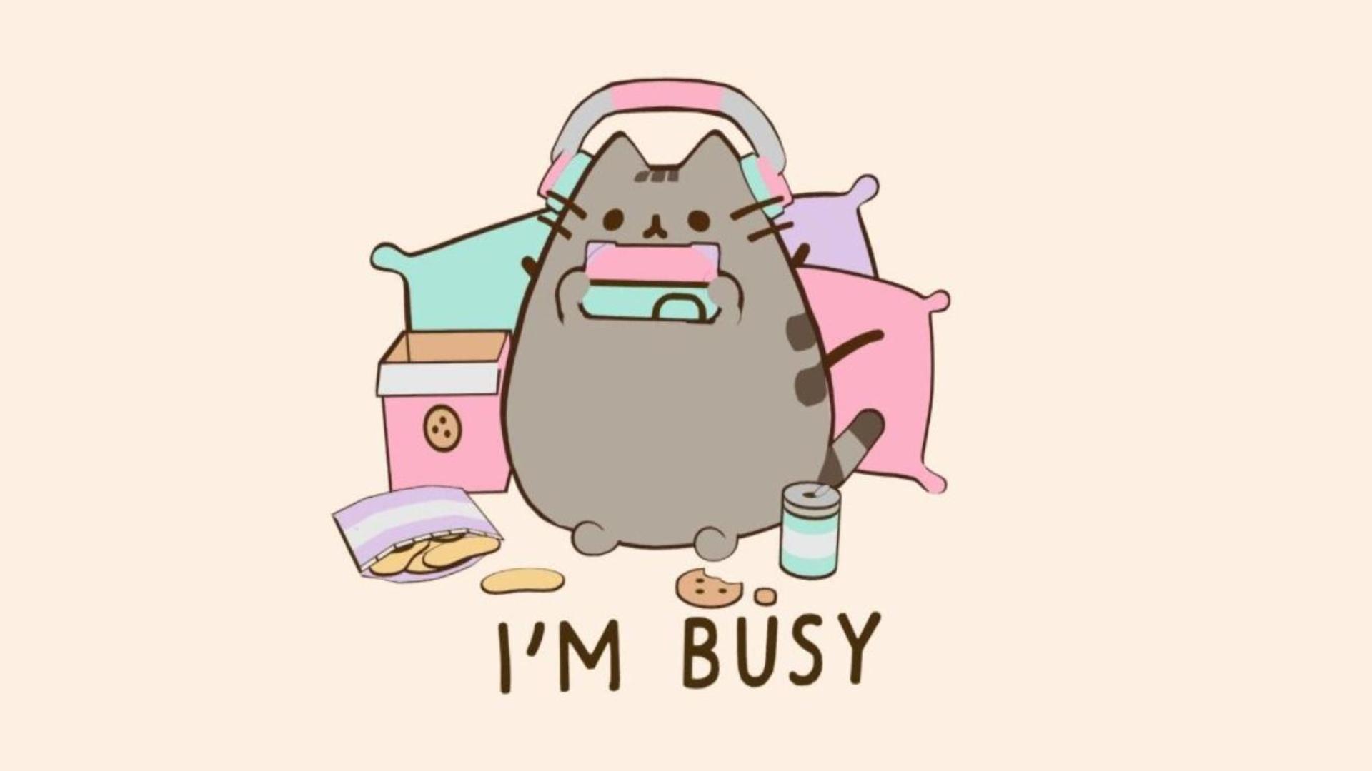 Hình nền mèo pusheen cute cho máy tính