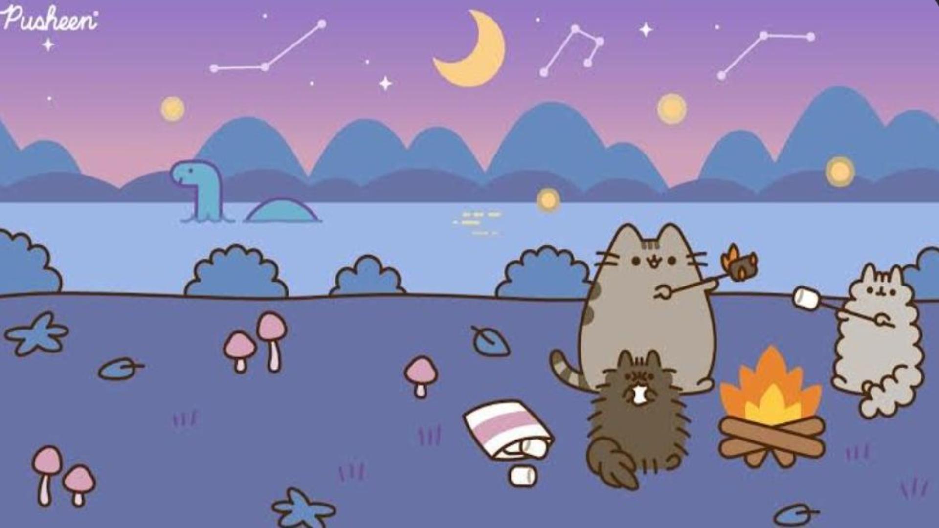 Hình nền mèo pusheen cute cho máy tính