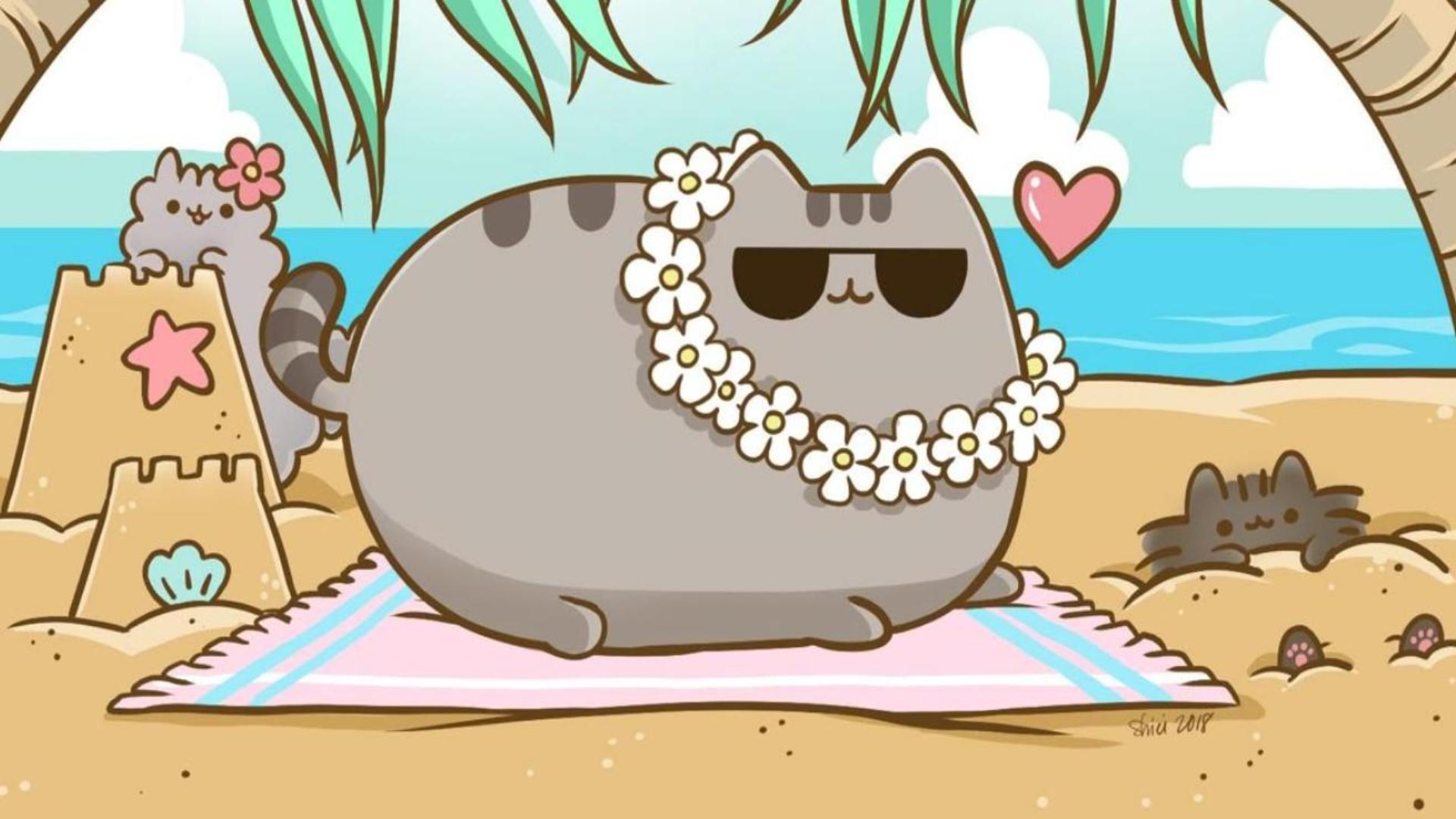 Hình nền mèo pusheen cute cho máy tính