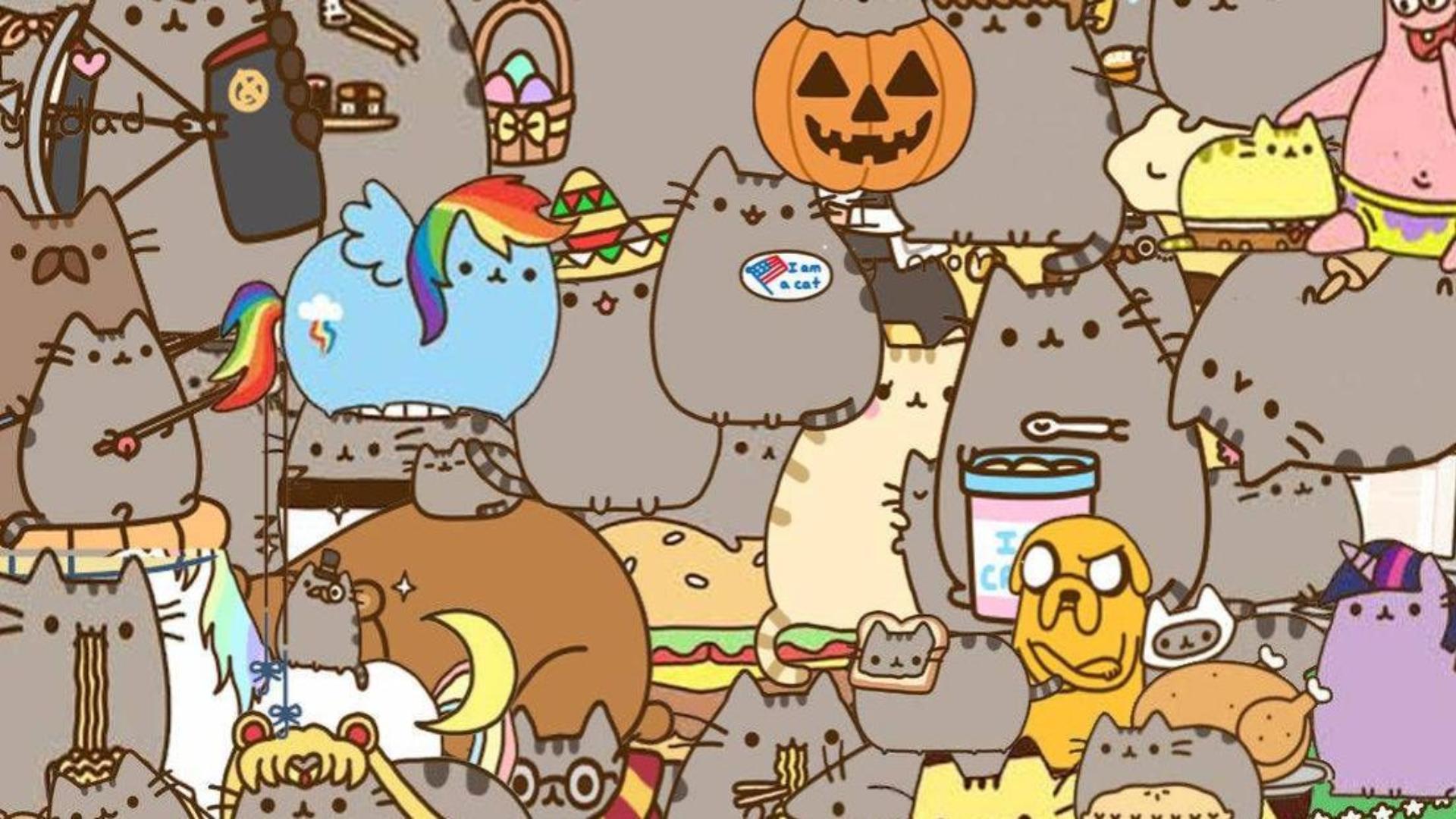 Hình nền mèo pusheen cute cho máy tính