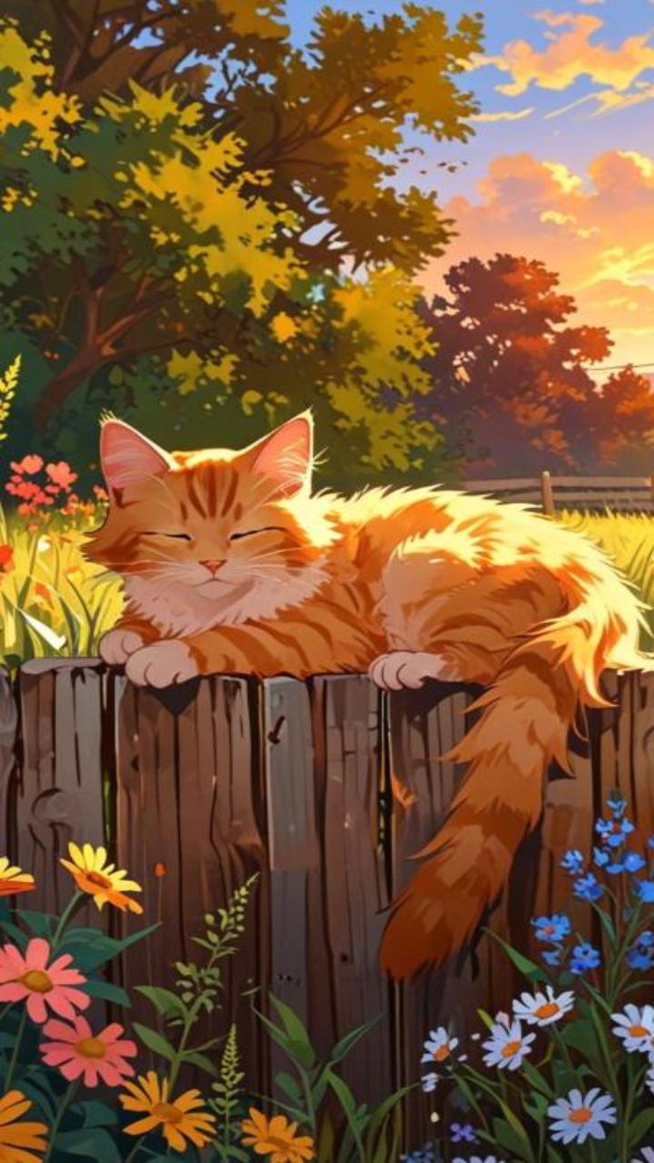 Hình nền mèo anime cho điện thoại