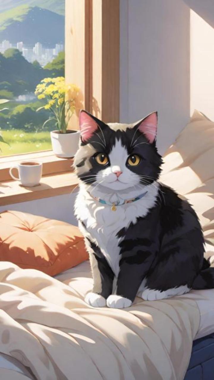 Hình nền mèo anime cho điện thoại