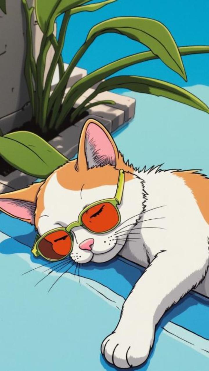 Hình nền mèo chibi anime cho điện thoại xinh