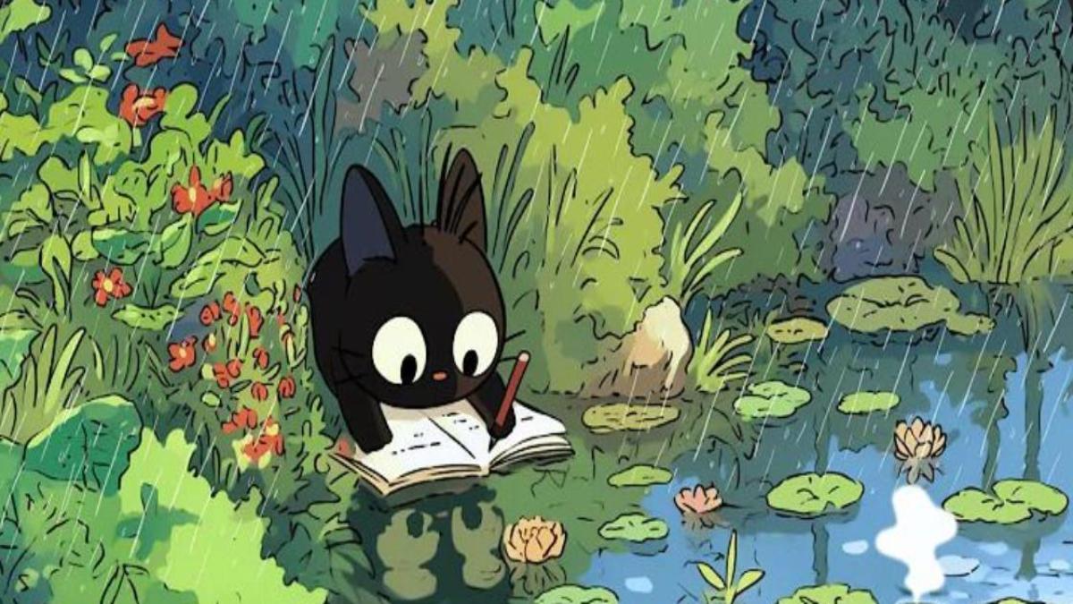 Hình nền máy tính ảnh mèo anime đáng yêu xỉu