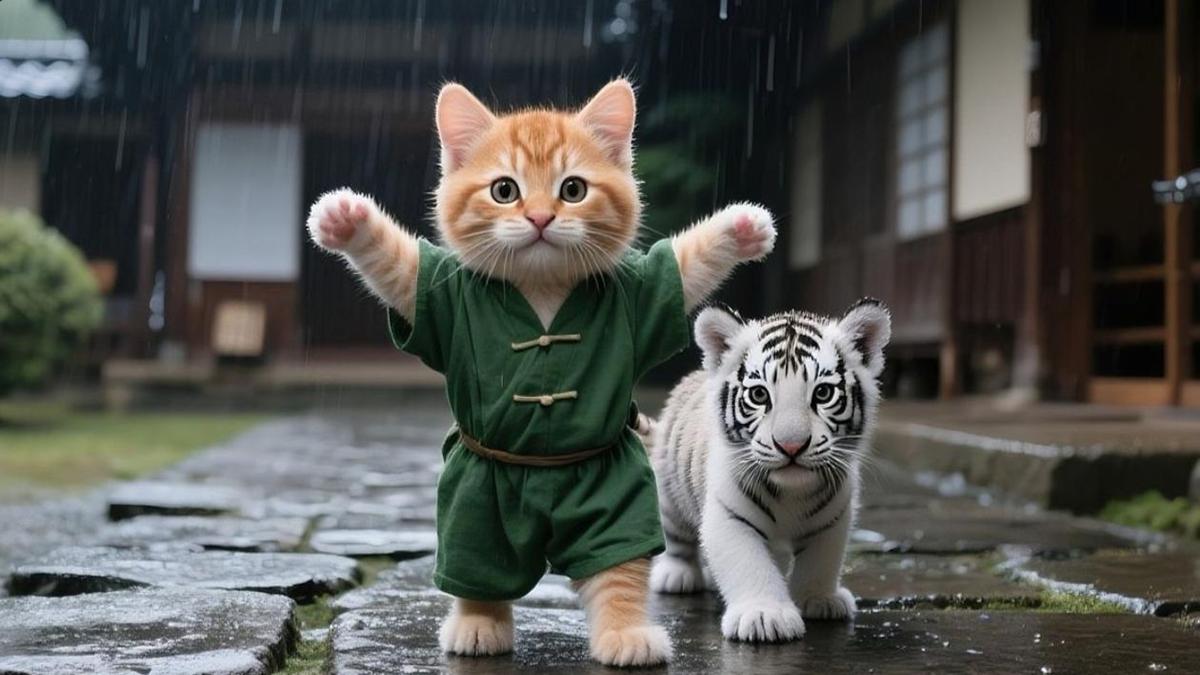 Hình nền mèo và hổ cho máy tính cute