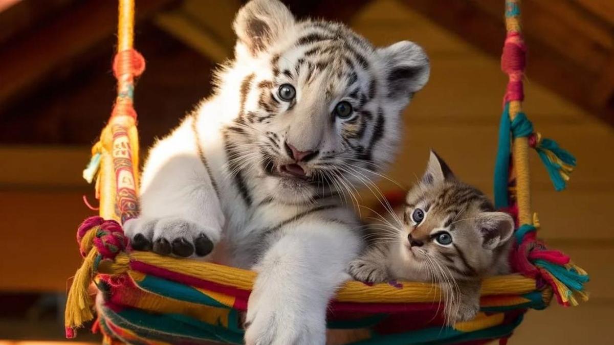 Hình nền mèo và hổ cho máy tính cute