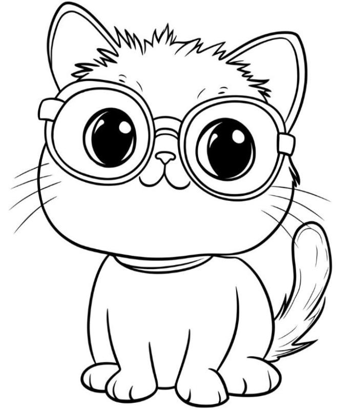 Tranh tô màu mèo cute chibi