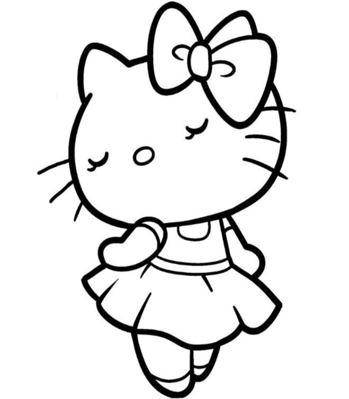 Tranh tô màu mèo hoạt hình Hello Kitty