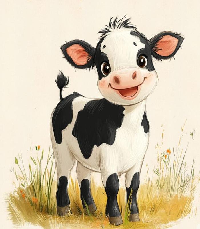 Hình ảnh con bò sữa cute chibi hoạt hình