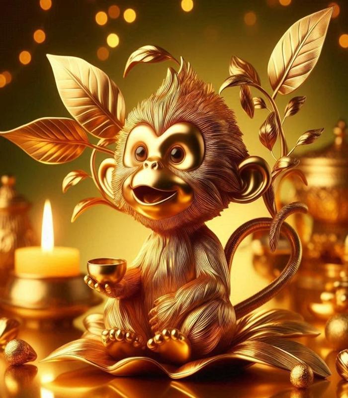 Hình ảnh con khỉ vàng may mắn