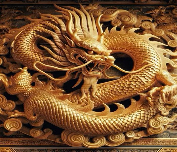 Hình ảnh con rồng vàng 3D