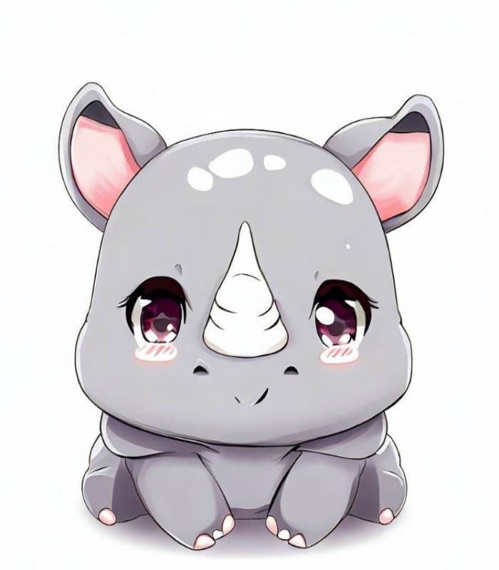 Hình ảnh tê giác một sừng chibi