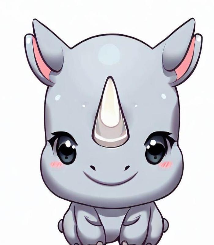 Hình ảnh tê giác một sừng chibi