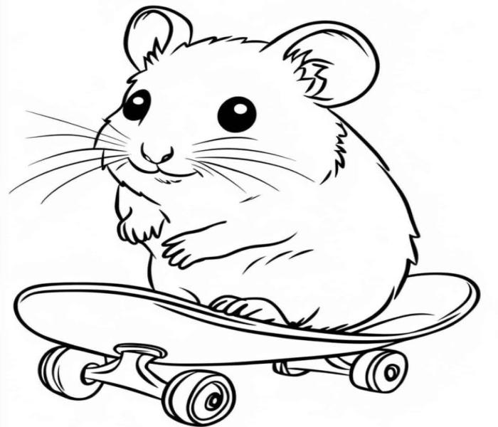 Tranh tô màu con chuột hamster đáng yêu