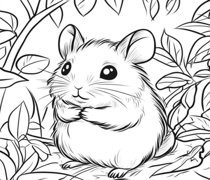 Tranh tô màu con chuột hamster đáng yêu