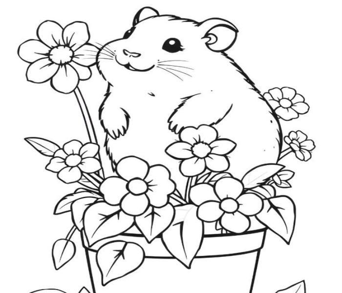 Tranh tô màu con chuột hamster đáng yêu