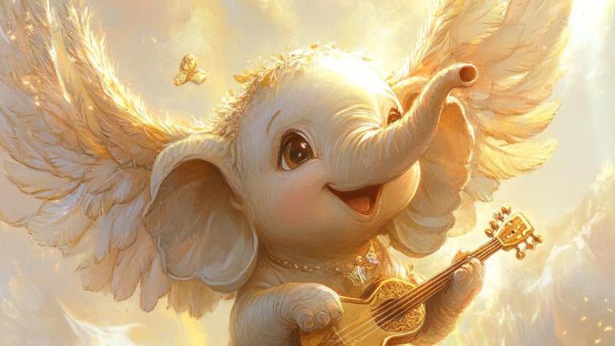 Ảnh nền PC hình chú voi dễ thương 