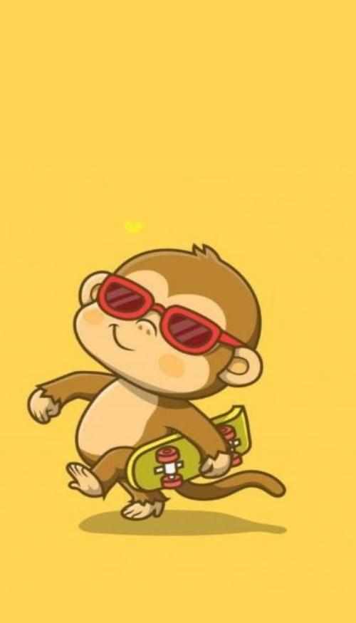 Hình nền con khỉ chibi cho điện thoại cute