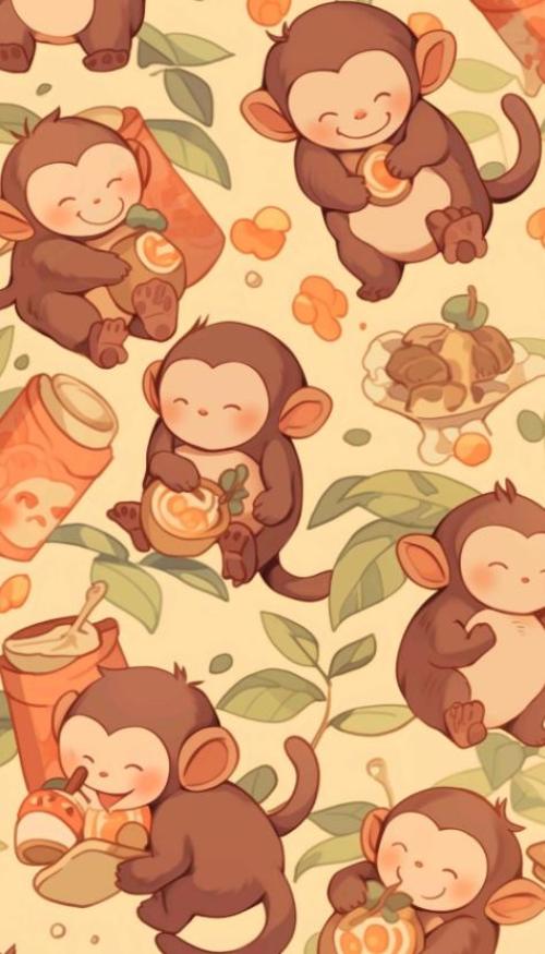 Hình nền con khỉ chibi cho điện thoại cute