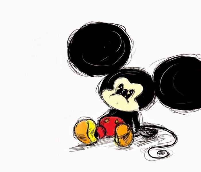 Hình vẽ con chuột Mickey cute đơn gản