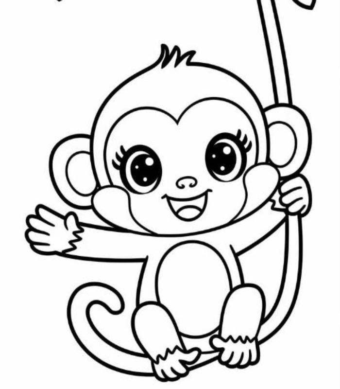 Tranh tô màu con khỉ đơn giản