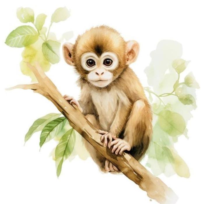 Hình vẽ con khỉ leo cây