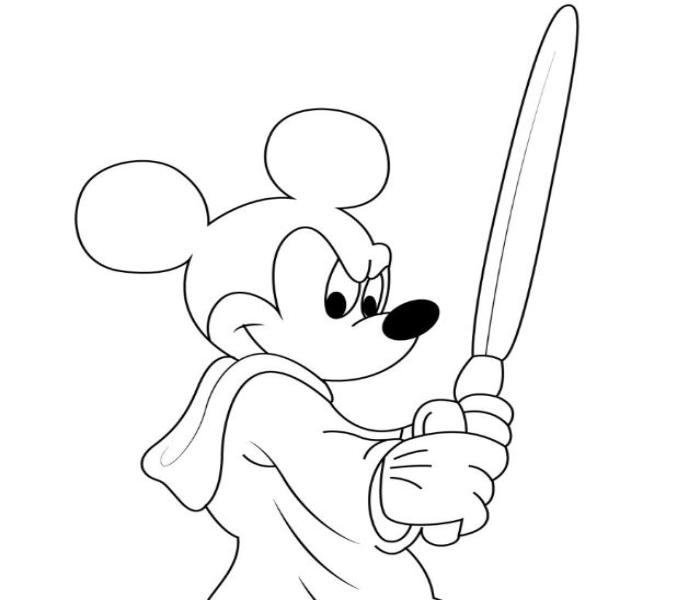 Tranh tô màu chuột Mickey hoạt hình đơn giản