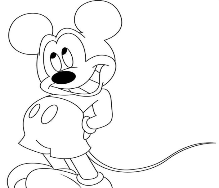 Tranh tô màu chuột Mickey hoạt hình đơn giản