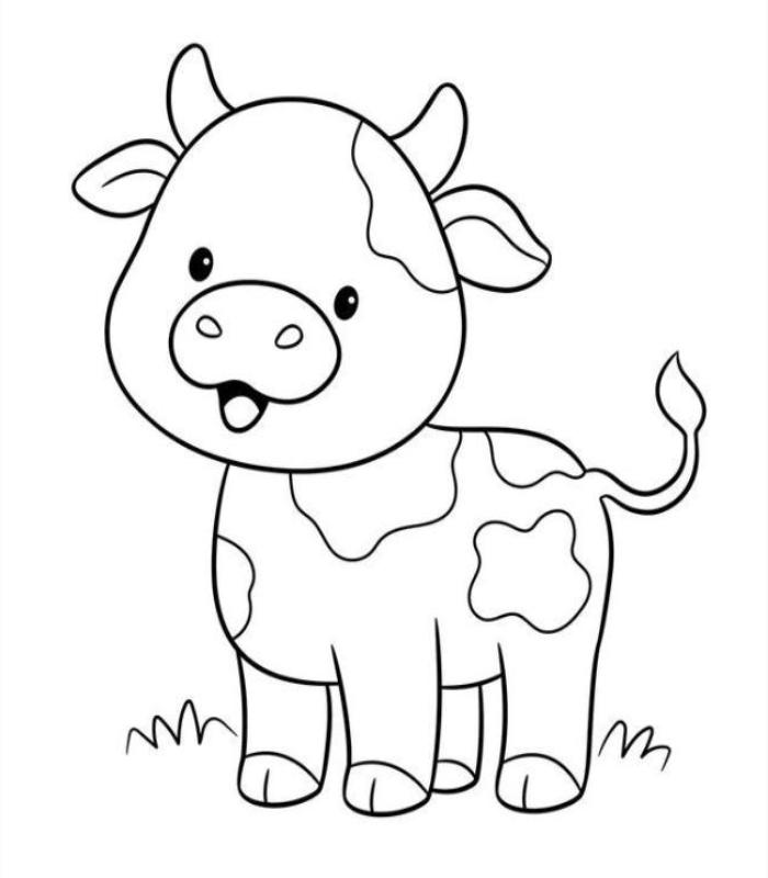 Tranh tô màu bò sữa cute