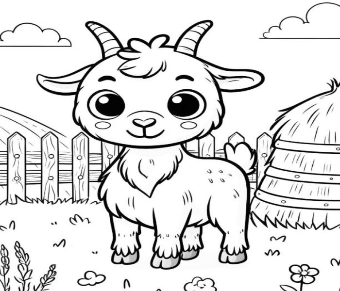 Hình ảnh tranh tô màu chibi con dê