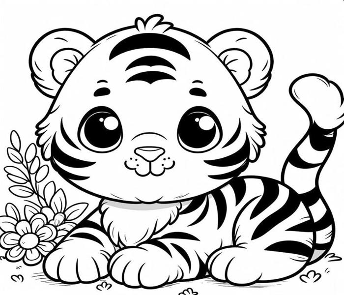 Tô màu con hổ chibi
